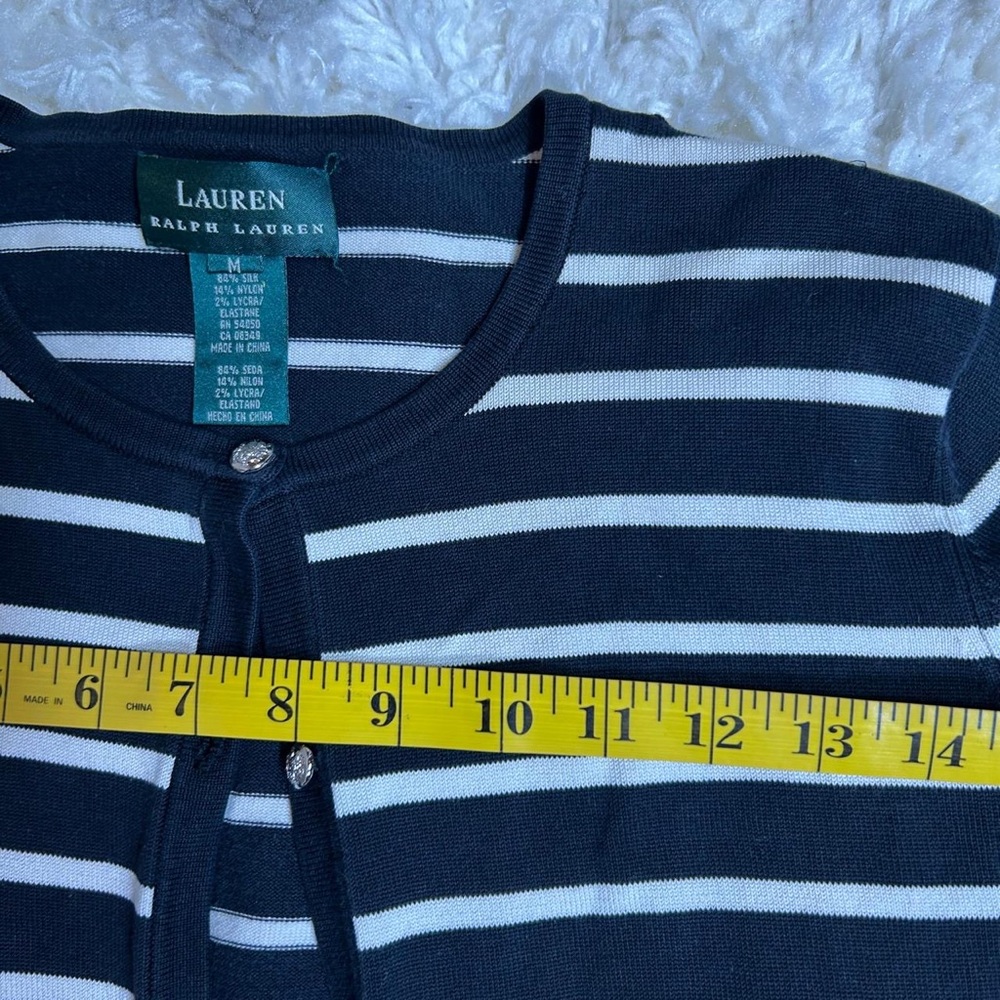Ralph Lauren Navy and White Striped Cardigan SILK - Picture 5 of 8